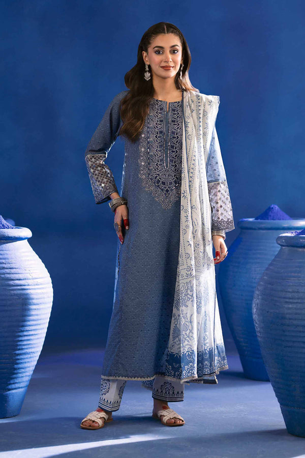 3 Piece - Printed Embroidered Suit - PE25-321