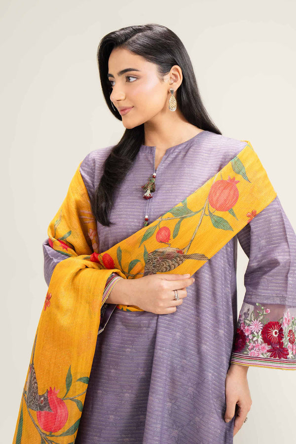 3 Piece - Printed Embroidered Suit